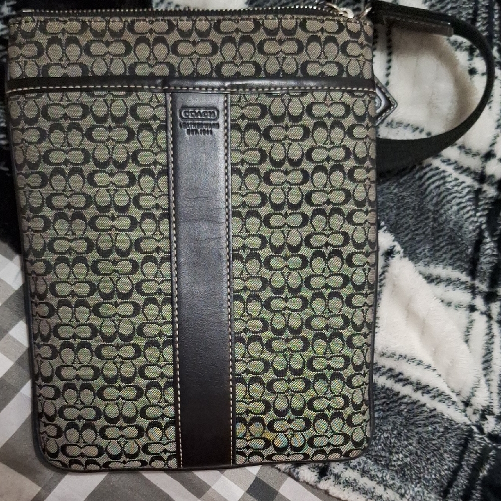 Coach Black and Green Men's Messenger Bag